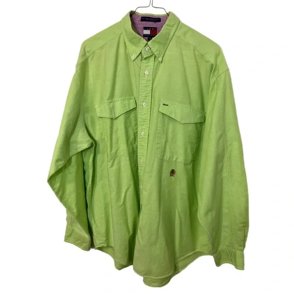 🍍Vintage Early 80’s Tommy Hilfiger Long Sleeve
Button Down Sz. L Lime Green🍍 - Picture 9 of 10